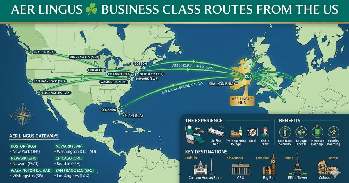 Aer Lingus Business Class Routes from the US